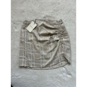 NEW Promesa tan and cream plaid mini skirt w/rusching Sz S #plaid #miniskirt